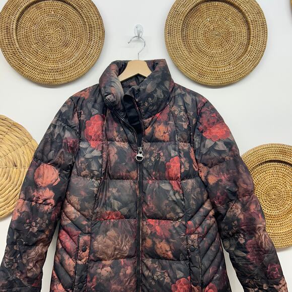 $229 Athleta Downtown Jacket Puffer Coat Large Flower Floral Winter Zip Up - Picture 4 of 8